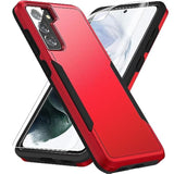 Heavy-Duty Samsung Galaxy S21 Case with HD Screen Protector, Military Grade Drop Tested, Red