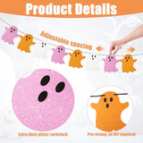 2PCS Halloween Hanging Ghost Banners Glitter Indoor Outdoor Haunted Decor