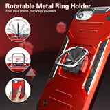 For Se 2020 Case With Screen Protector,Shockproof Drop Test Cover With Car Mount Kickstand Lightweight Protective Case For 6/6S/7/8/Se 2020/Se 3/2022, Red