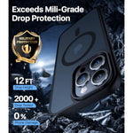 Strong Magnetic For Iphone 15 Pro Max Case, [Compatible With Magsafe] [Military-Grade Drop Tested] Shockproof Protective Slim Translucent Matte Cover For Iphone 15 Pro Max Phone Case, Black