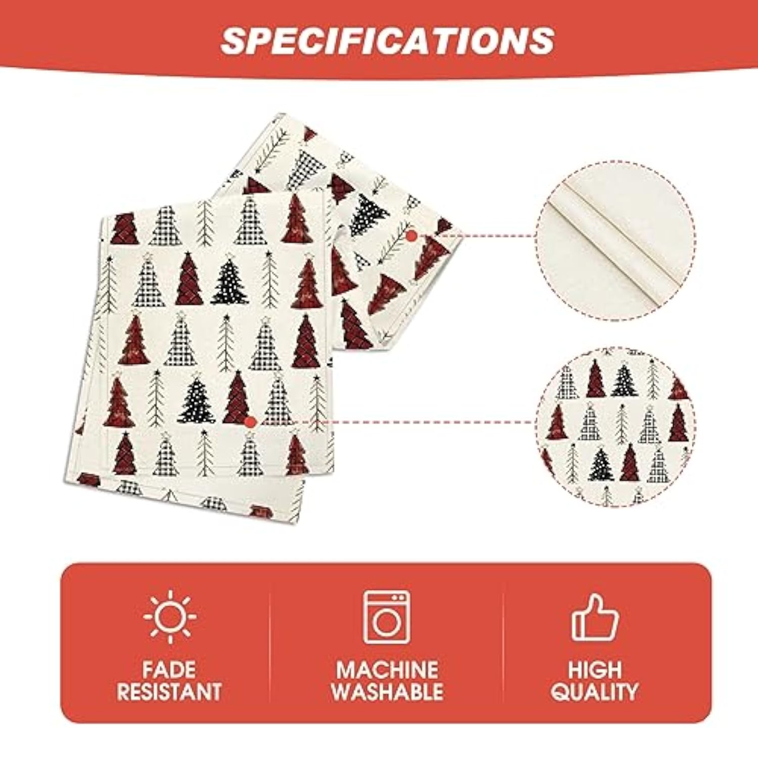 Xmas Tree Christmas Table Runner, Seasonal Winter Kitchen Dining Table Decoration For Home Party Decor 13X72 Inch