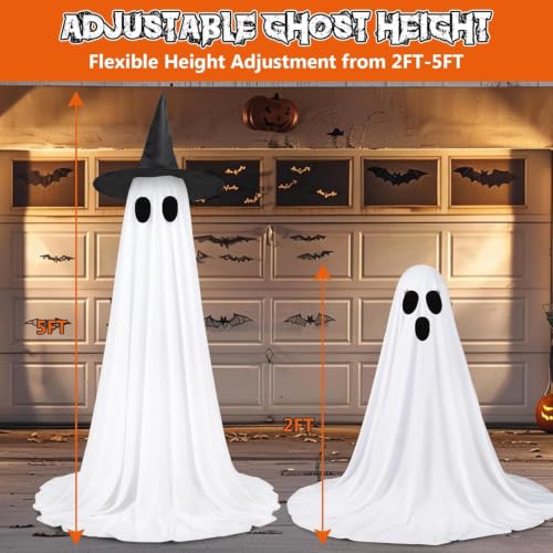 Halloween Ghost Decorations, 2 Pack 5FT Lighted Ghosts with Remote
