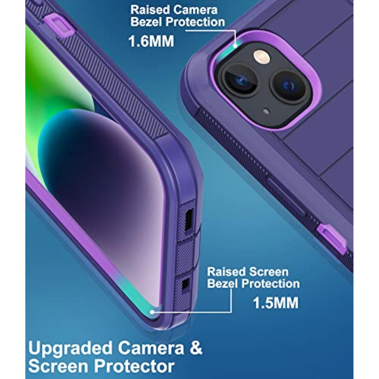 For Iphone 14 Case, Iphone 13 Case, [With Built-In Screen Protector] [Military Grade Drop Protection] Full Body Cover Shockproof Protective Phone Case For Apple Iphone 14/13