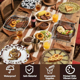 60 Pcs Western Cowboy Party Plates, 9'' Wild West Theme Print Plates For Cowboy Baby Shower Decorations Western Party Decorations