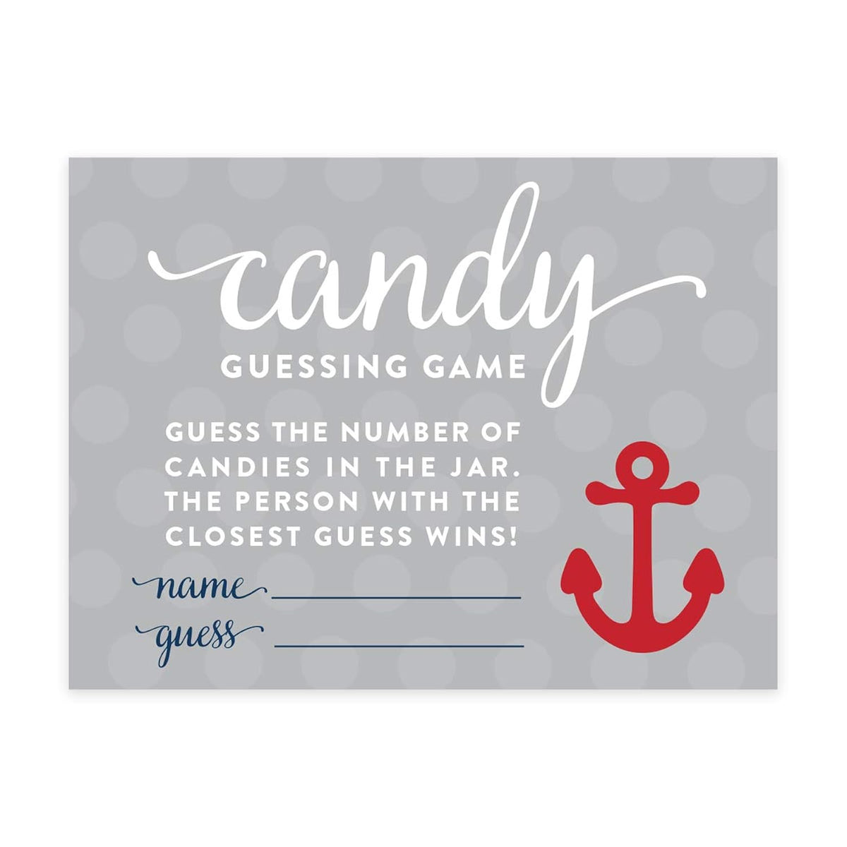 Nautical Baby Shower Collection, Candy Guessing Game Cards, 30-Pack