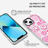 Case For Iphone 13, [Buffertech 6.6Ft -Grade Drop Protection] [Anti Peel Off Tech] Clear Tpu Bumper Phone Case Cover Design - Pink Dripping Smiles