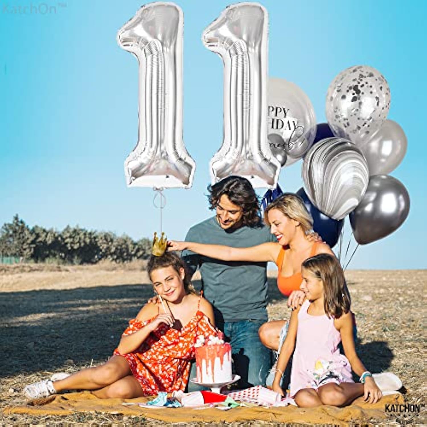 , Silver Number 11 Balloon - Giant, 40 Inch | 11 Birthday Balloon For 11Th Birthday Decorations For Boys & Girls