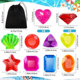 18Pcs Diving Gem Pool Toys, Acrylic Big Colorful Diamonds Pirate Treasure Diving Gems Underwater Swimming Toys For Kids Summer Pool Beach Party Favor Games Present