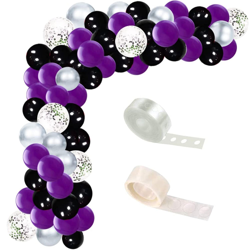 Wednesday Balloon Garland Kit, Purple Black Silver Arch Kit For Gradua