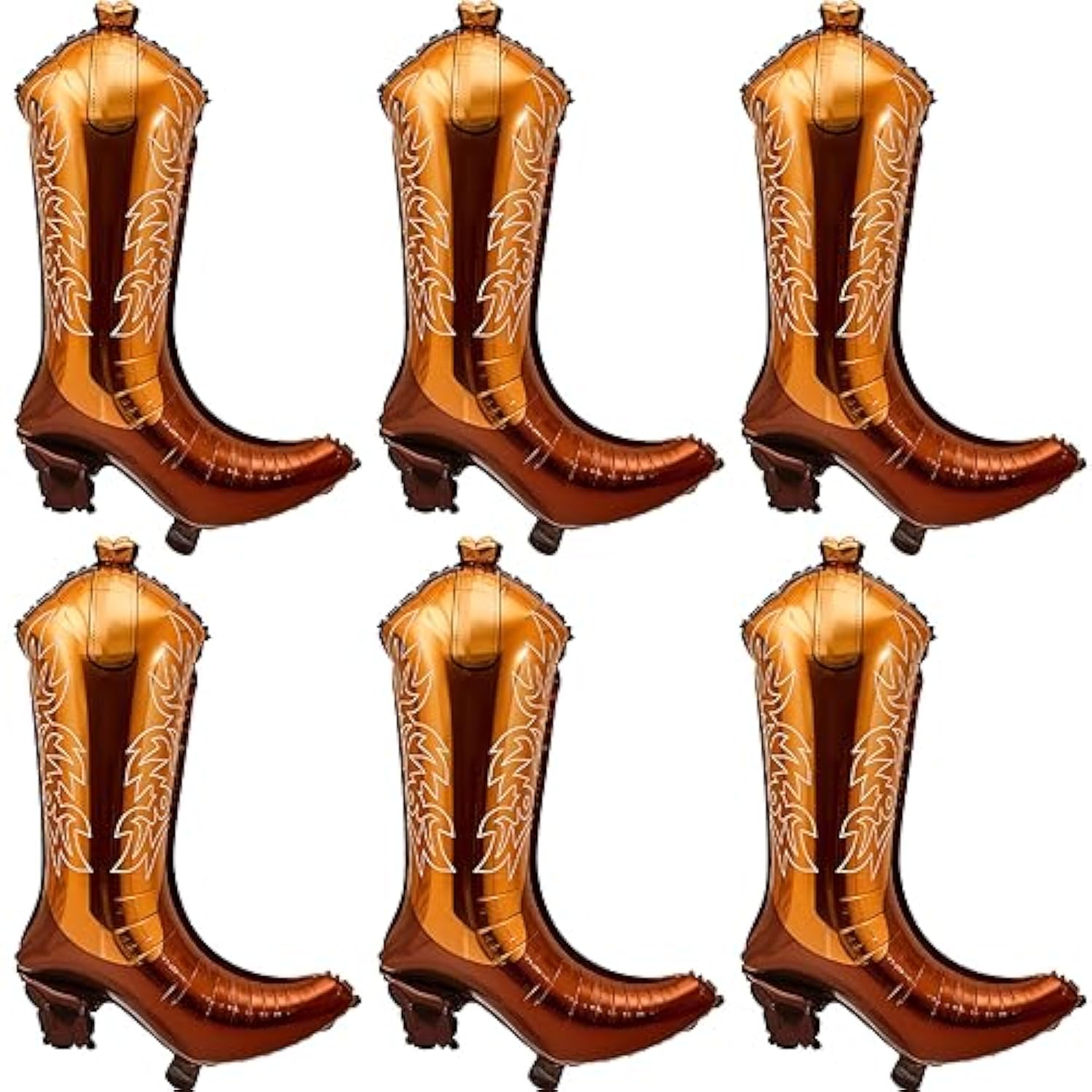 6 Pcs Cowboy Boot Balloons Bulk 25.6 Inch Large Cowgirl Rodeo Western Foil Jumbo Balloons Decor For Bachelorette, Birthday, Boots On The Ground, Disco Party Supplies(Brown)
