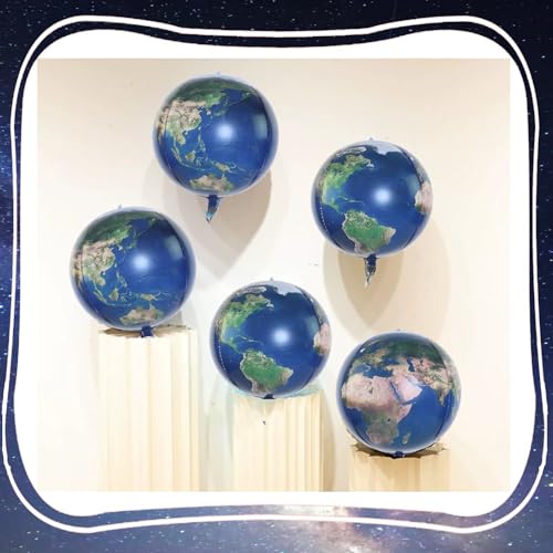22" Round Sphere Globe Foil Balloons,6 Pcs Earth-Printed Mylar Balloons
