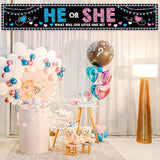 Baby Gender Reveal Decorations Banner (118.2X19.7 Inch) , He Or She Gender Reveal Party Supplies