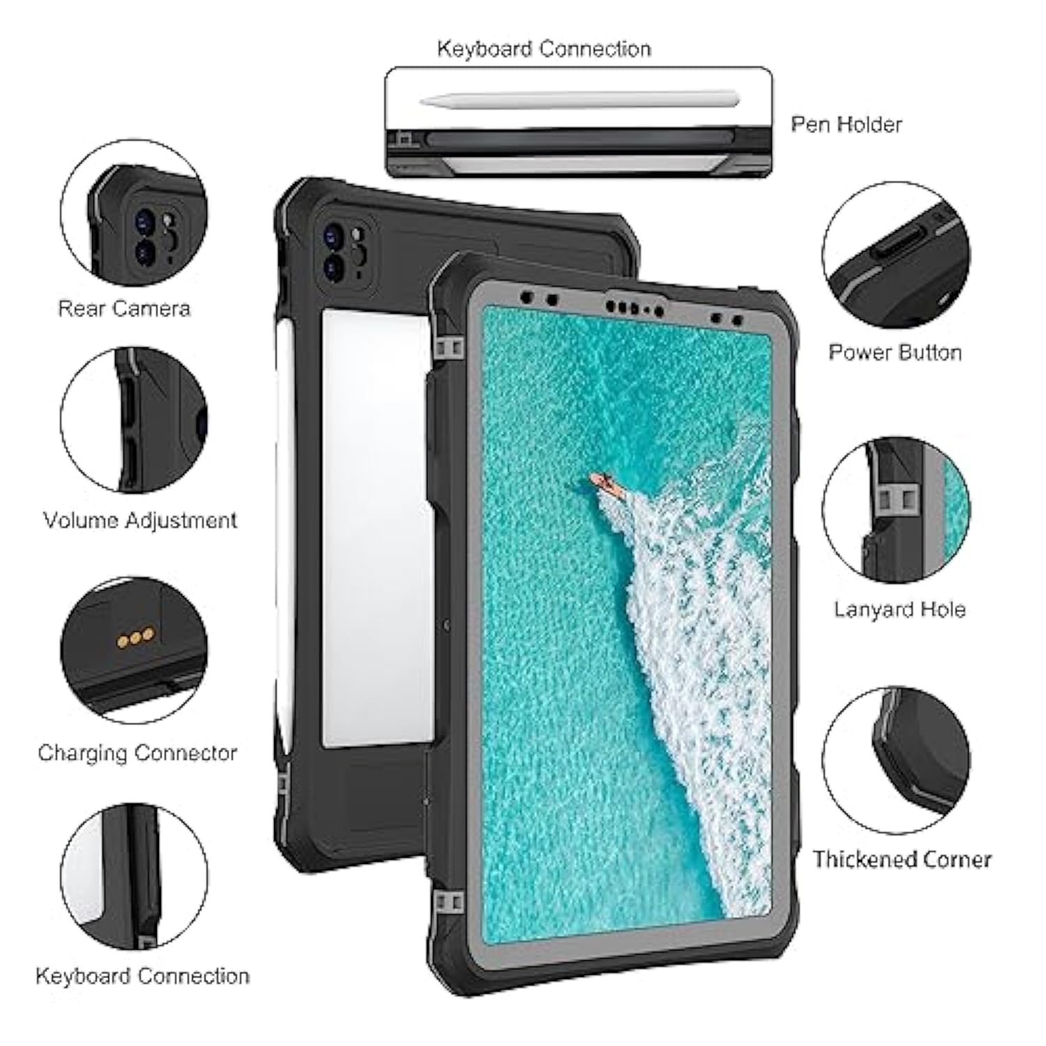 For Ipad Pro 11 Inch Waterproof Case 2022/2021/2020/2018(4Th/3Rd/2Nd/1St),360
