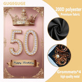 Happy 50St Birthday, Boys And Girls. Pink Rose Gold Crown Flag Background Decoration, Poster Background Photo, Booth Prop Decoration, Used For Birthday Parties, Wedding Anniversaries
