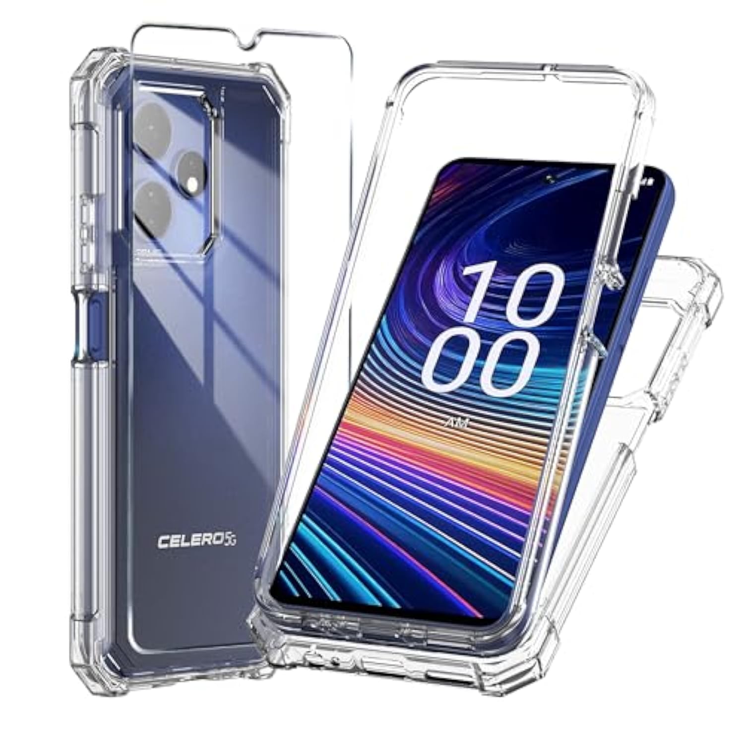 Boost Mobile Celero 5G+ 2024 Case with Tempered Glass Clear Silicone