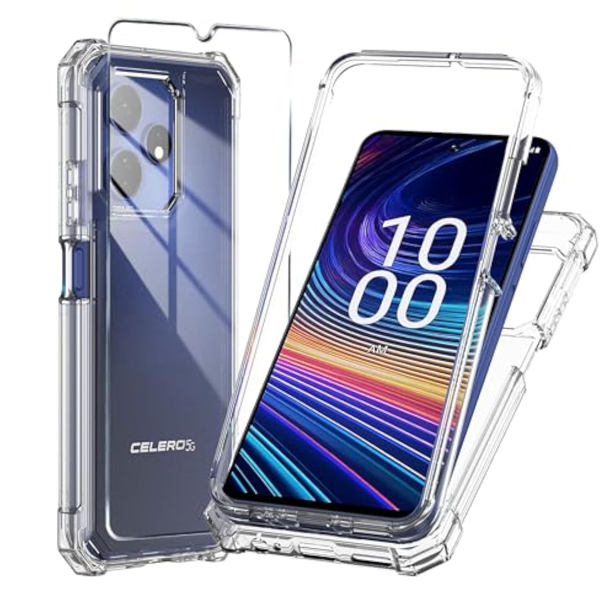 Boost Mobile Celero 5G+ 2024 Case with Tempered Glass Clear Silicone