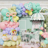 Spring Bicycle Balloon Arch Kit, Pastel Pink Green Balloons With Bike Bow Heart Foil Balloons For Spring Birthday Party Decorations Baby In Bloom Flower Shop Baby Shower Party Supplies