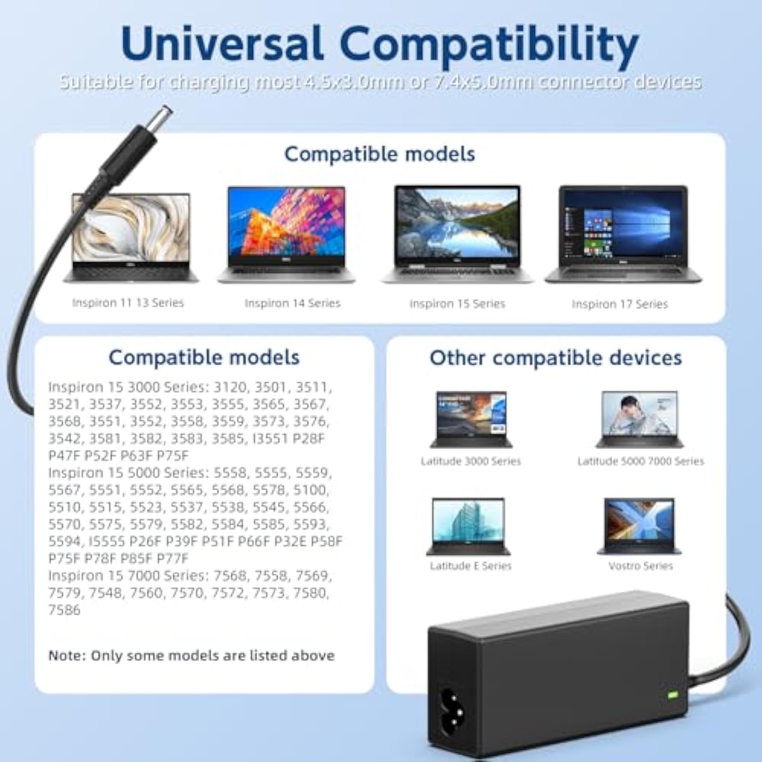 Charger For Dell Laptop Charger, 2 Tips Replacement For Dell 2022 Newest Inspi