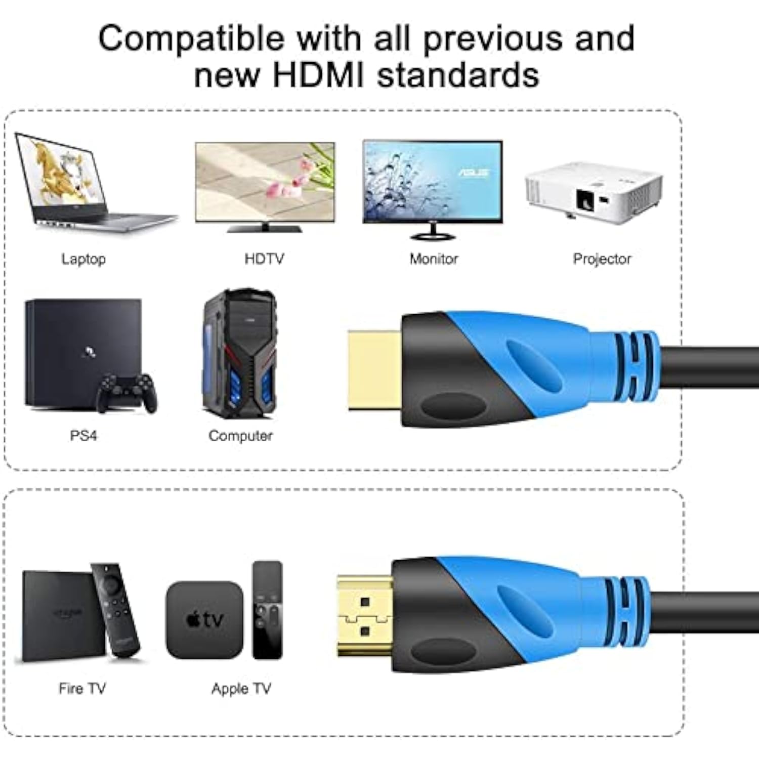 4K Hdmi 125 Ft Cable Fiber Optic, Hdmi 2.0,18Gbps 4K@60Hz (4:4:4 Hdr10 Hdcp2.2