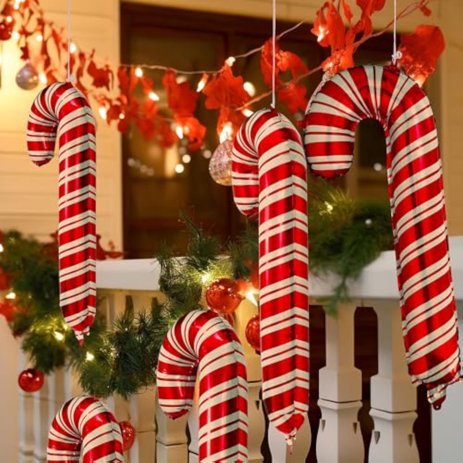 12 Pack Large Red Christmas Candy Cane Foil Balloons Party Decorations