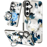 Blue Flower Patterned Phone Case for Samsung Galaxy S24 Plus for Women