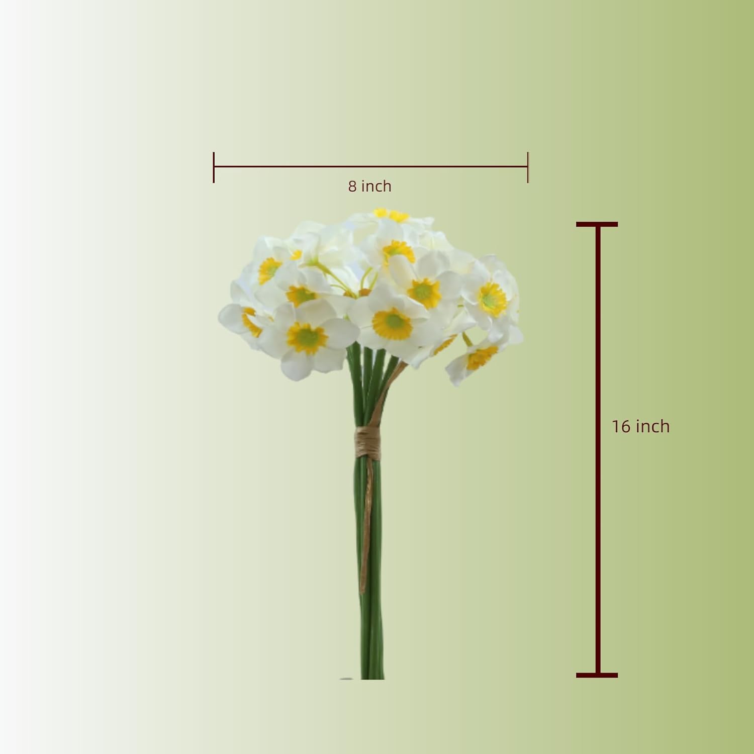 Artificial Flower Daffodil Silk Flowers Bouquet,12 Pcs,Decorative Home And Office Accent (White)