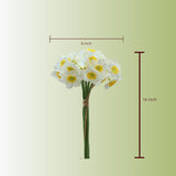 Artificial Flower Daffodil Silk Flowers Bouquet,12 Pcs,Decorative Home And Office Accent (White)