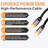 Pro Series 3Ft. 2-Channel Car Audio Rca Short Cable - Triple Shielded, Brass Connectors, Oxygen Free Copper, Noise Reducing Audio Cable For Amplifiers Subwoofers Speakers Processors – Pro3