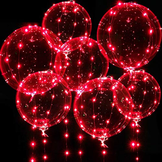 Lighted Up Balloons, 7 Packs 20 Inch Valentines Bobo Balloons With 10Ft Led String Lights For Valentines Day Wedding Christmas Birthday Party Decoration(Red)