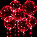 Lighted Up Balloons, 7 Packs 20 Inch Valentines Bobo Balloons With 10Ft Led String Lights For Valentines Day Wedding Christmas Birthday Party Decoration(Red)