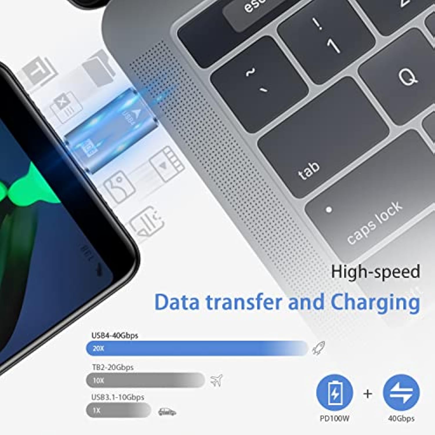 Usb C To Usb C Adapter, 40Gbps Usb Type C Coupler, Usb C Male To Male Adapter