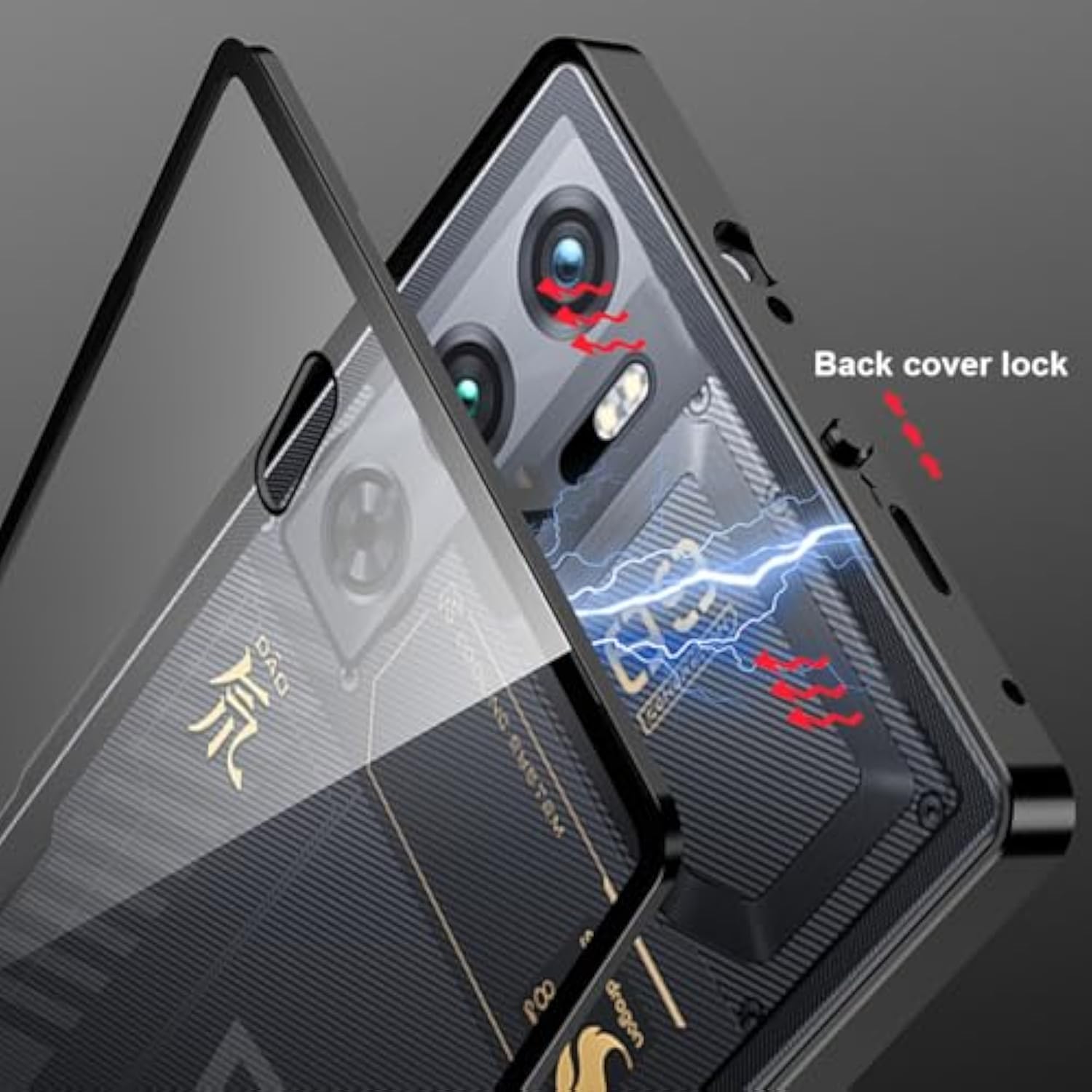 Case Compatible With Red Magic 10 Pro & 10S Pro With Screen Protector,Metal Frame + Clear Tempered Glass Back Cover,Purple