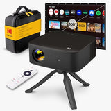 Flik X20 1080P Smart Tv Projector Kit W/ 300 Ansi Led, Auto-Focus & Keystone, Hdr10 Portable Home Theater W/ Black Eva Case, Tripod, 100 Screen, Hdmi Cable, Remote, Wi-Fi, Bluetooth (Black)
