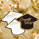 Graduation Advice Cards For The Graduate (50 Pack), High School Or College Graduation Party Games Decorations Supplies, Well Wishes Card For Graduates, Advice For The Graduate Cards (Black)