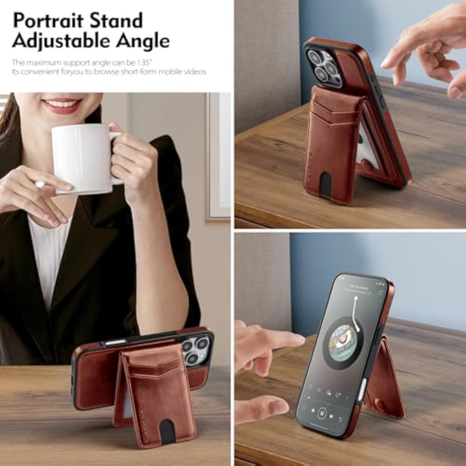 Compatible With Magsafe 2 In 1 Detachable Iphone 16 Pro Max Wallet Case With Card Holder,Women Men Magnetic Pu Leather Rfid Blocking Flip Kickstand Credit Slots,For Apple 16 Promax,Brown