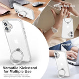Frosted White Magnetic Ring Stand Case for iPhone 16