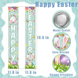 Happy Easter Porch Sign Banner - 2 Pack Welcome Signs For Spring Theme Easter Bunny Door & Party Supplies