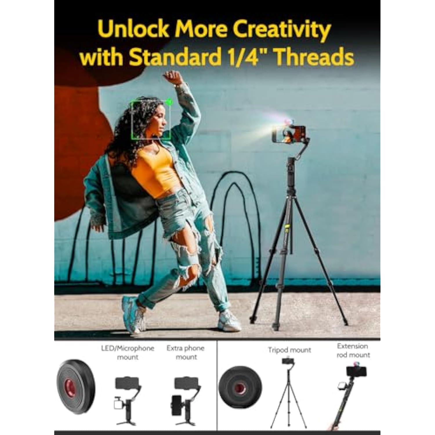 3-Axis?Gimbal Stabilizer For Iphone & Android W/Rgb Light, Handheld Phone Gimbal For Video Recording W/Ai Tracking,1/4 Thread, Extendable Tripod, Padded Carry Bag(Smart X Complete Combo1)