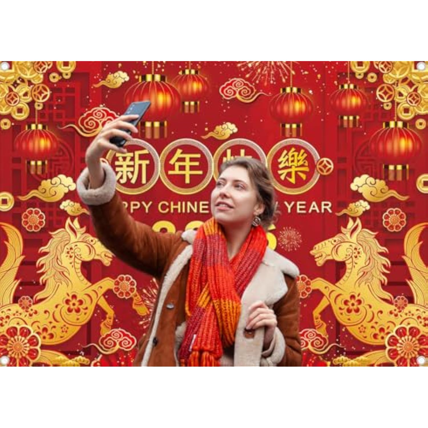 Chinese New Year 2026 Banner 7x5ft Year of the Horse Party Backdrop