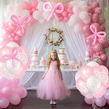 32 Pcs Pink Bow Balloons - Coquette Bows Party Decorations For Girls Birthday, Bachelorette, Bridal Engagement, Baby Shower