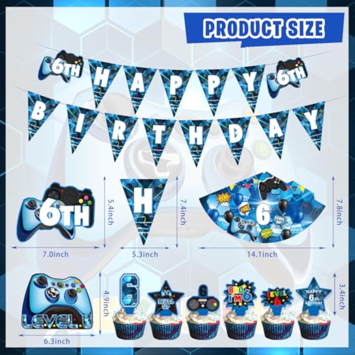 149Pcs 6th Birthday Decorations Video Game Theme for Boys with Banners, Balloons & More