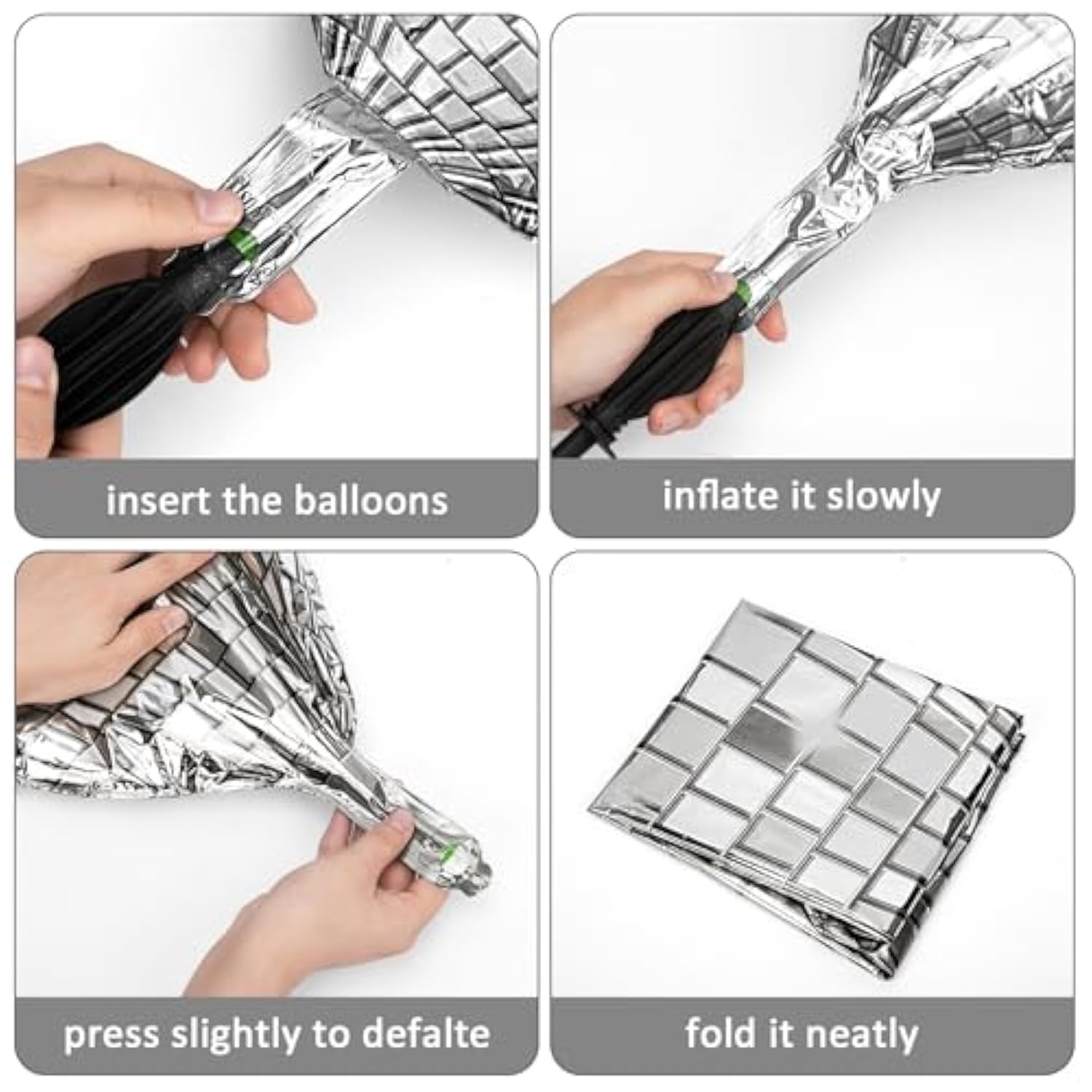 Silver Disco Ball Balloons, 6Pcs 22Inch 4D Metallic Silver Round Foil Balloon With Straw For Disco Party Decorations New Year Eve, Bachelorette, Birthday, Christmas, 70S 80S 90S Retro Party Supplies