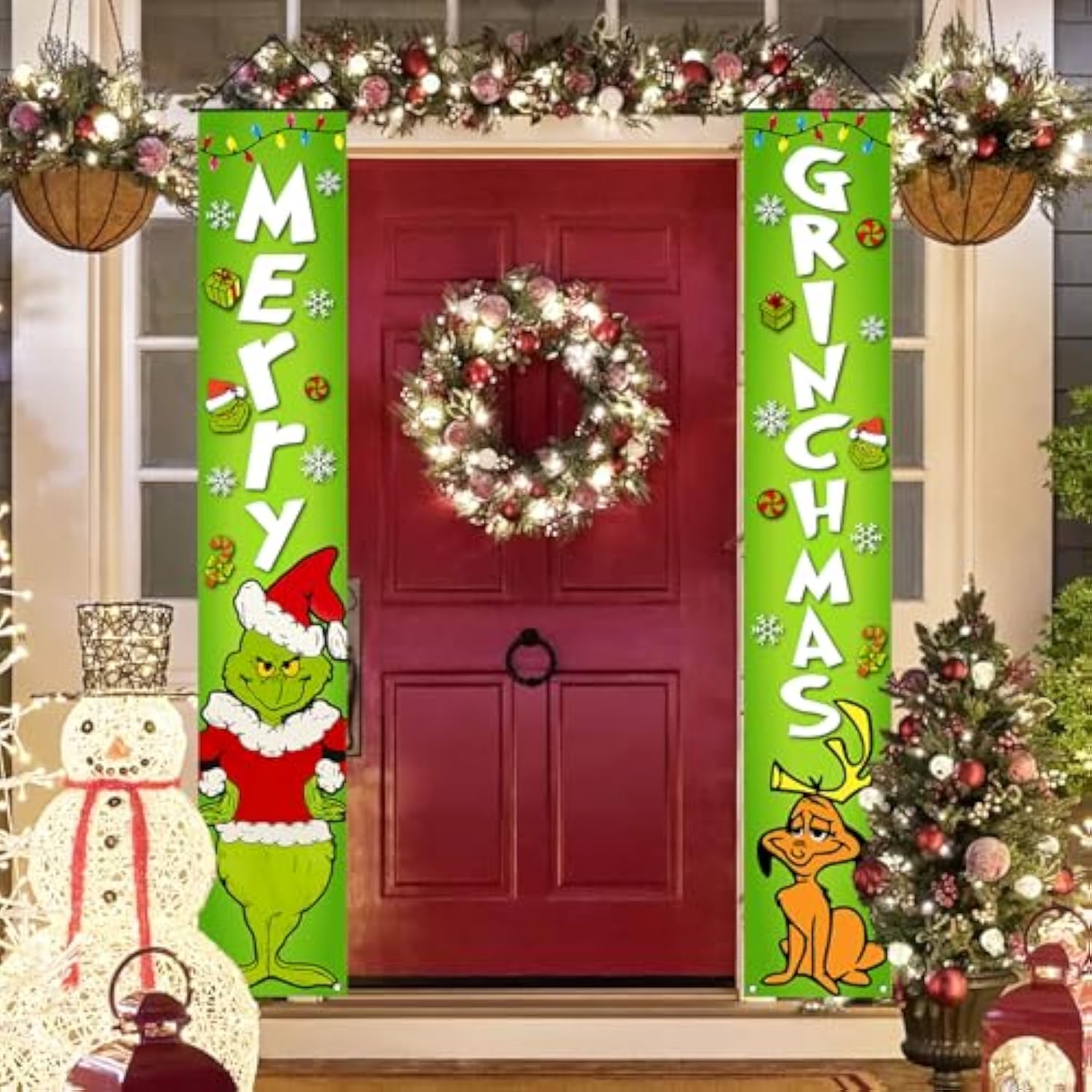 Christmas Banner Door String Porch Banner Merry Christmas Decorations Board Wall Hanging Christmas Xmas Winter Holiday Home Kitchen