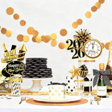 2026 NYE Photo Booth Set with 40 Black and Gold Props for Party Decor