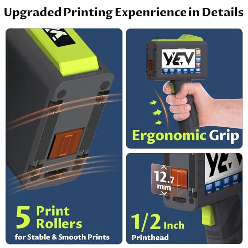 Handheld Inkiet Printer V127 Newly Enhanced 16-Hour Continuous Printing 5 Wheel Support For Printing Batch Numbers, Logos, Serial Numbers, Barcodes, And Qr Codes On Diverse Materials (Green)