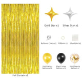 Gold Party Backdrop Kit – 2 Pack Gold Foil “Shower” Curtains With Balloons & Garland Accessories For Birthdays, Festivals, New Year’S Party