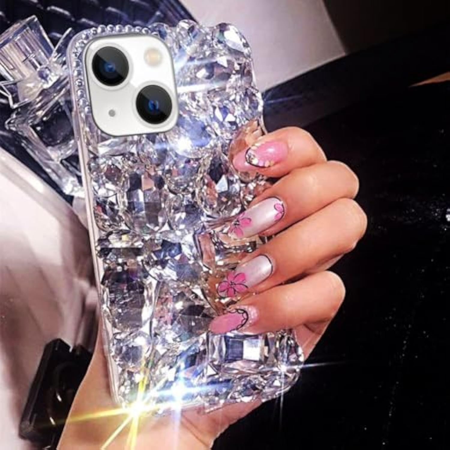 Bling Case Compatible With Iphone 15 Case Bling For Women, Luxury Crystal Rhinestone Girly Phone Case, Glitter 3D Sparkle Diamond Cover Case, Clear