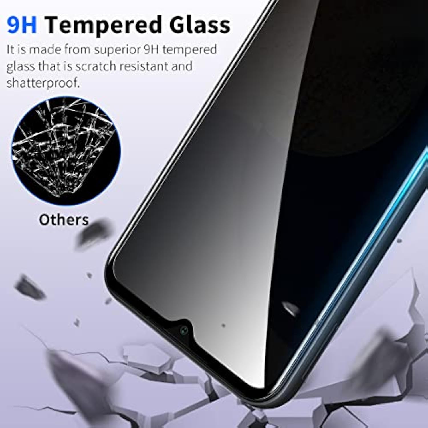 [2+2 Pack] Privacy Screen Protector For Samsung Galaxy A14 5G With Camera Lens Protector, Anti-Spy Tempered Glass Film, Full Coverage, Anti-Scratch, Bubble Free, Case Friendly, Easy Installation