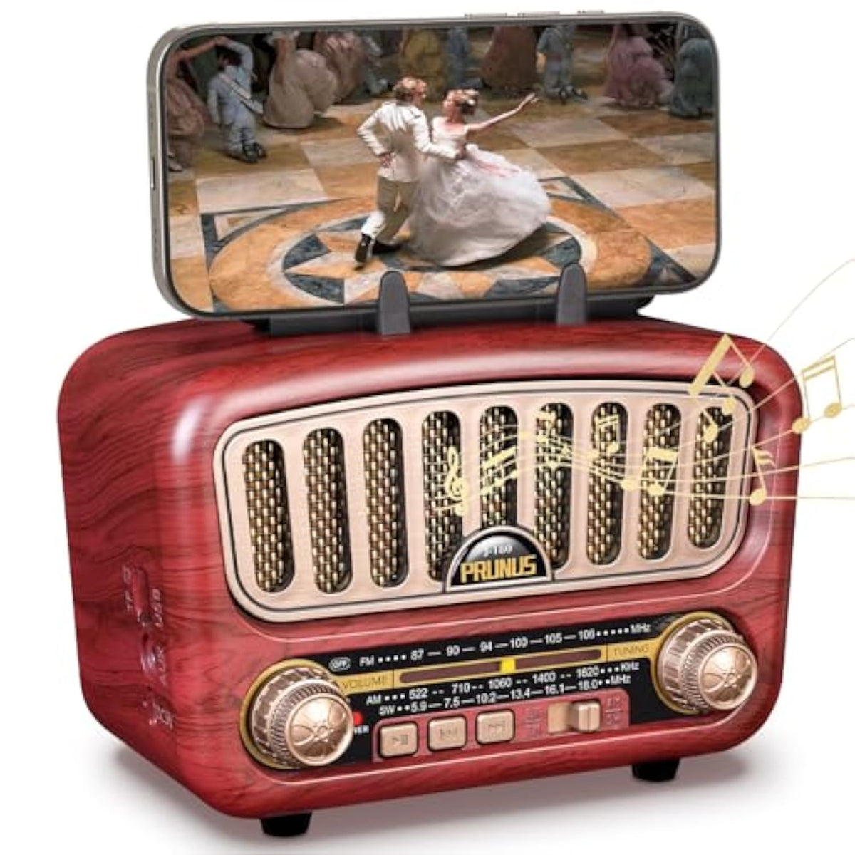 J-180 Vintage Retro Radio Bluetooth Speaker With Stereo Sound, Am Fm Radio Portable With Loud Volume, Bt5.0, Tf Card & Mp3 Player, Rechargeable Speaker