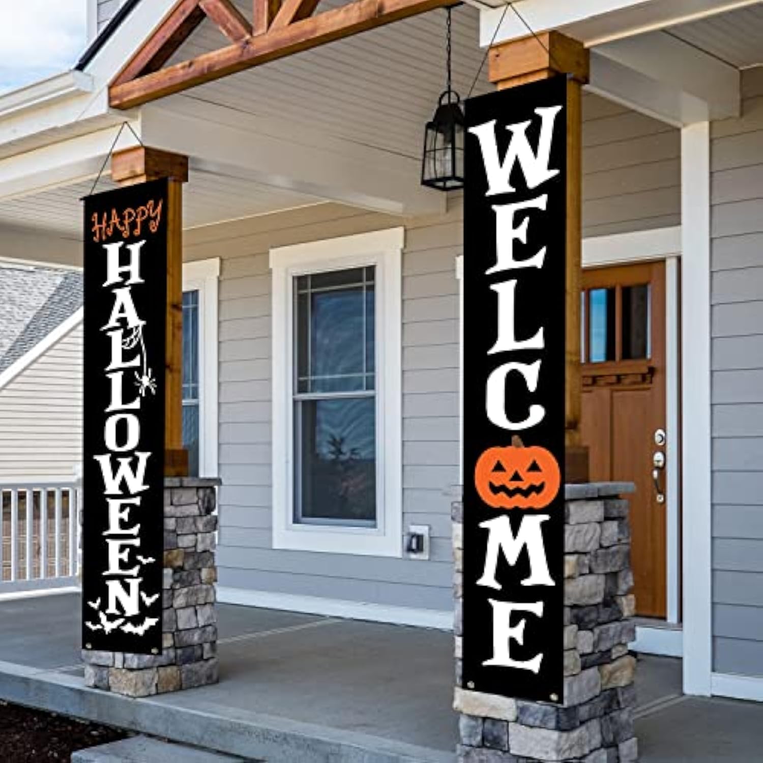 Halloween Banners & Outdoor Porch Signs, Happy Halloween Welcome Yard Decor